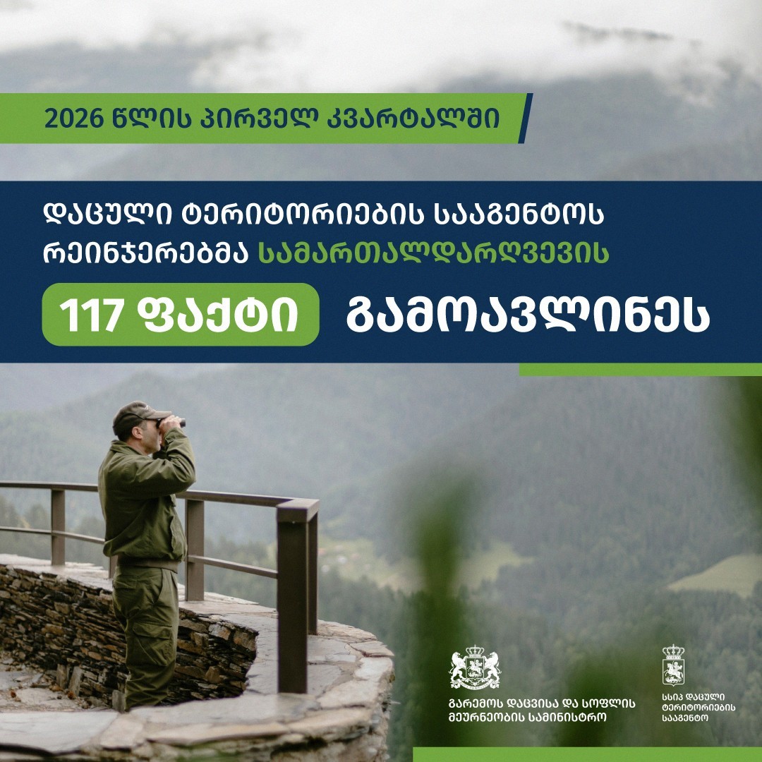 2026 წლის პირველ კვარტალში დაცული ტერიტორიების სააგენტოს რეინჯერებმა სამართალდარღვევის 117 ფაქტი გამოავლინეს